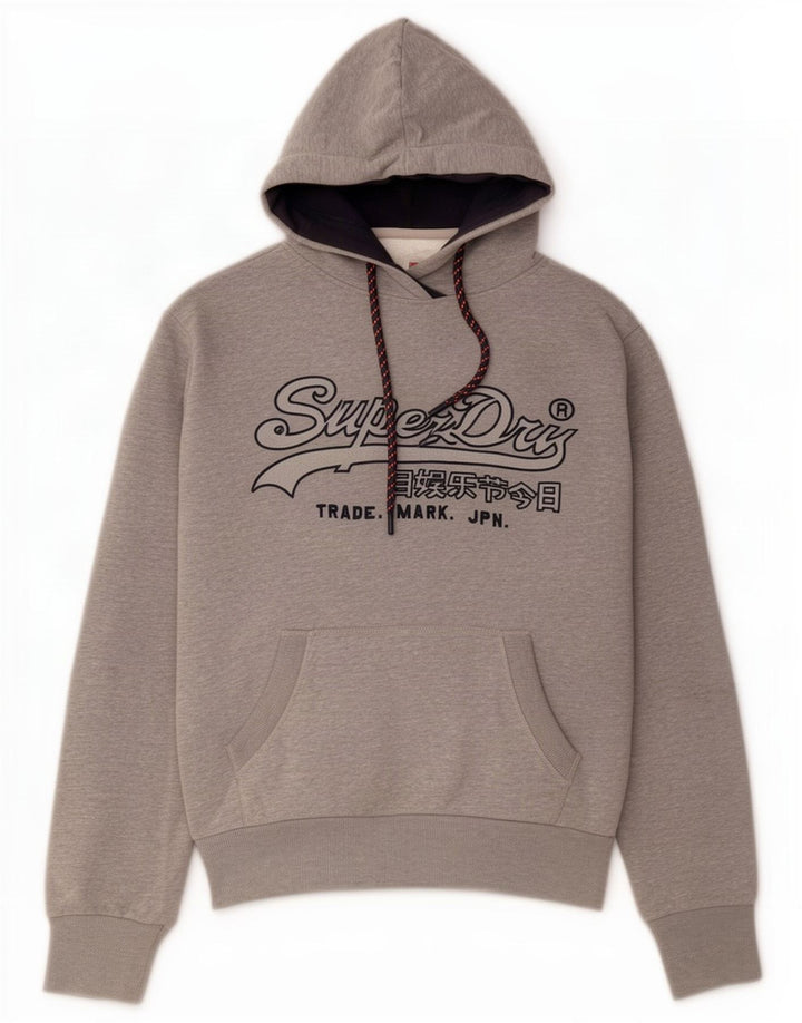 Мужской джемпер с капюшоном Superdry с рисунком, средний серый, хлопок