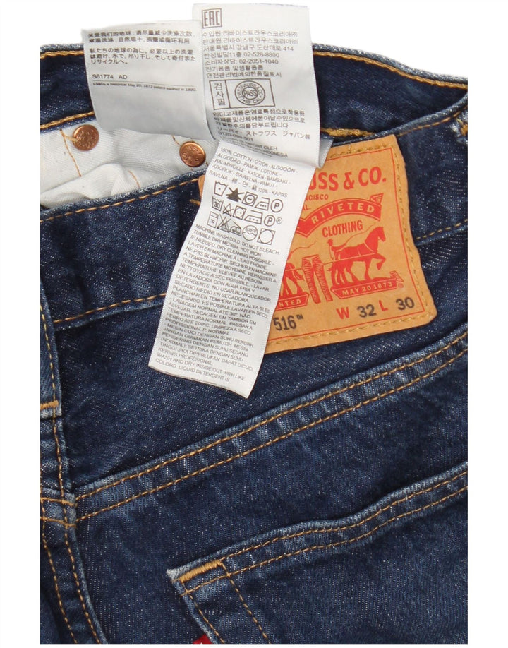 Мужские прямые джинсы Levi's 516 W32 L30 темно-синие, хлопок