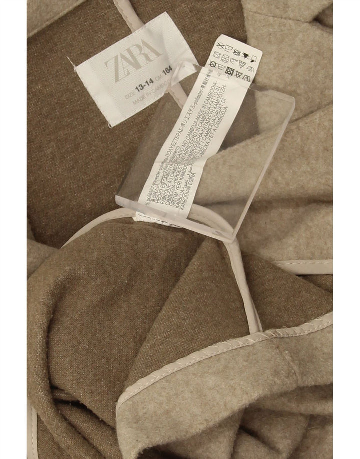 Пальто Zara для девочек 13-14 лет, бежевое, полиэстер