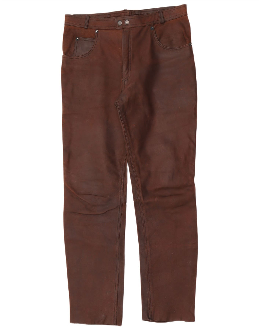 Мужские прямые кожаные брюки American Eagle W36 L32 коричневые