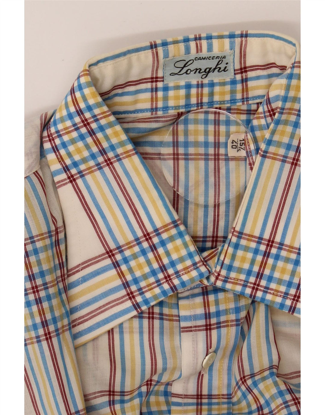 LONGHI Mens Short Sleeve Shirt Size 15 3/4 40 Medium Grey Check Vintage Longhi and Second-Hand Longhi from Messina Hembry 