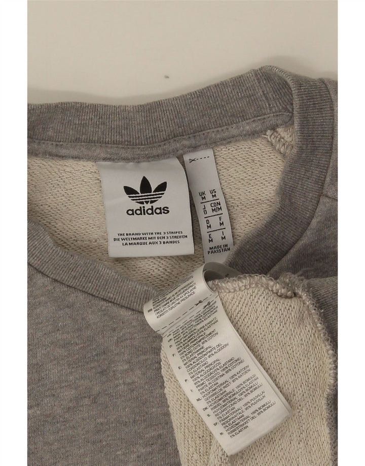 Мужской свитер с рисунком Adidas, хлопковый джемпер среднего серого цвета