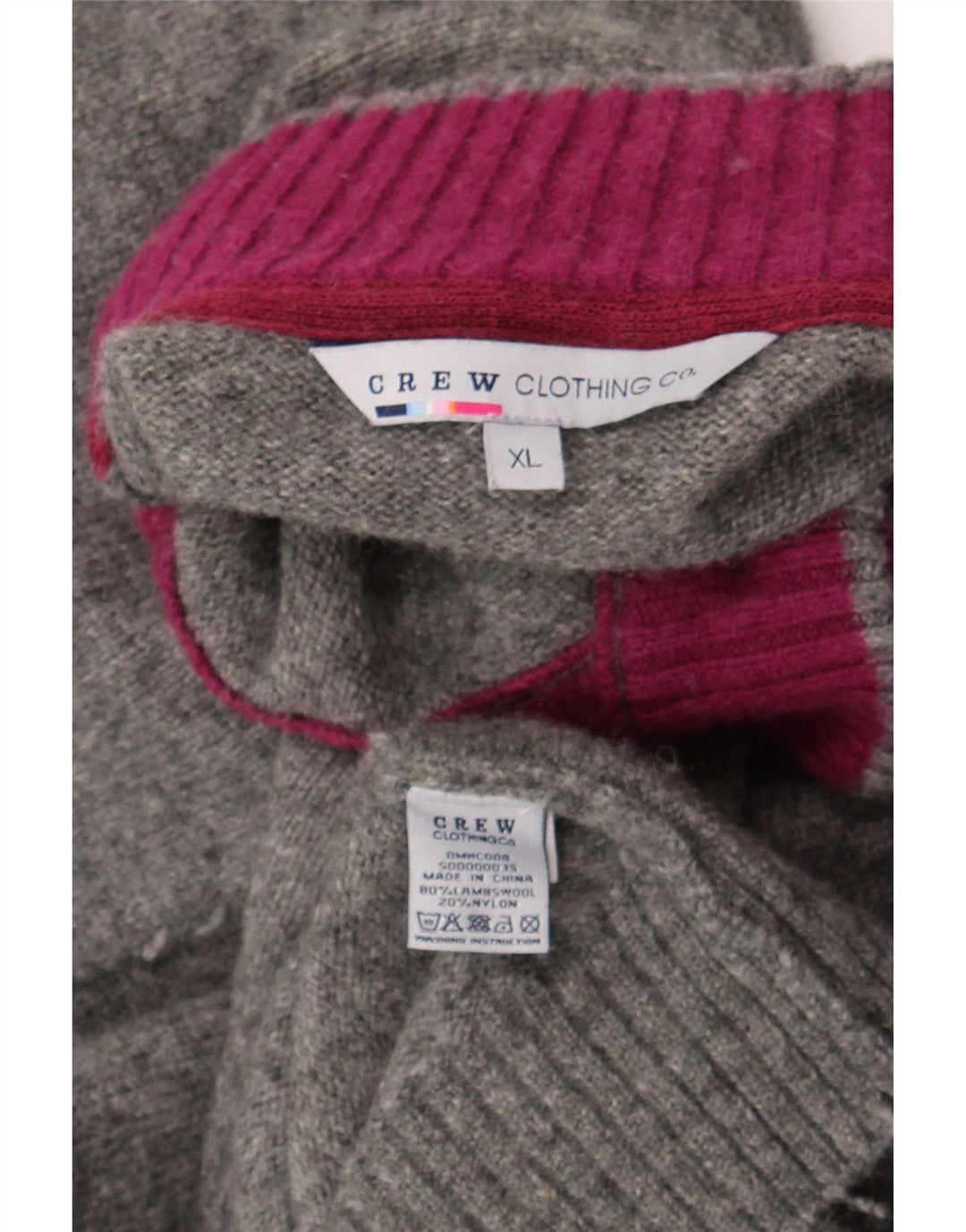 Crew Clothing Мужской джемпер на пуговицах, свитер XL, серая шерсть