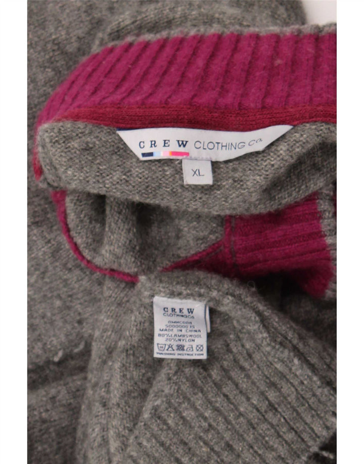 Crew Clothing Мужской джемпер на пуговицах, свитер XL, серая шерсть