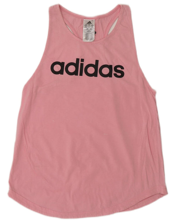 Adidas Womens Graphic Vest Top UK 12/14 Medium Pink Cotton