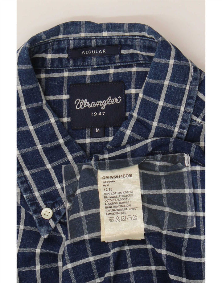 Мужская рубашка стандартного кроя Wrangler среднего размера, темно-синяя клетка, хлопок