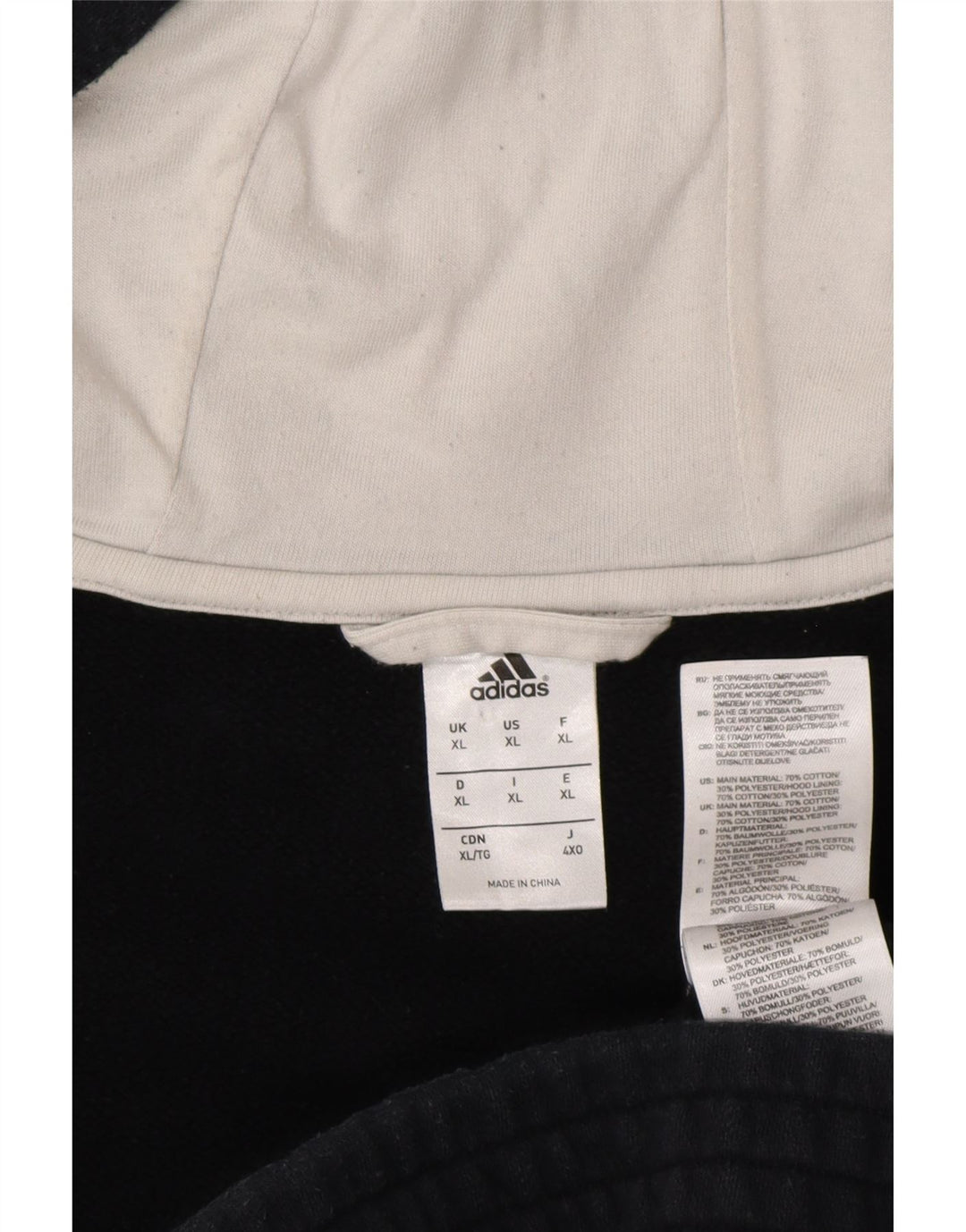 Мужской свитер с капюшоном ADIDAS на молнии с графическим рисунком XL, темно-синий, хлопок