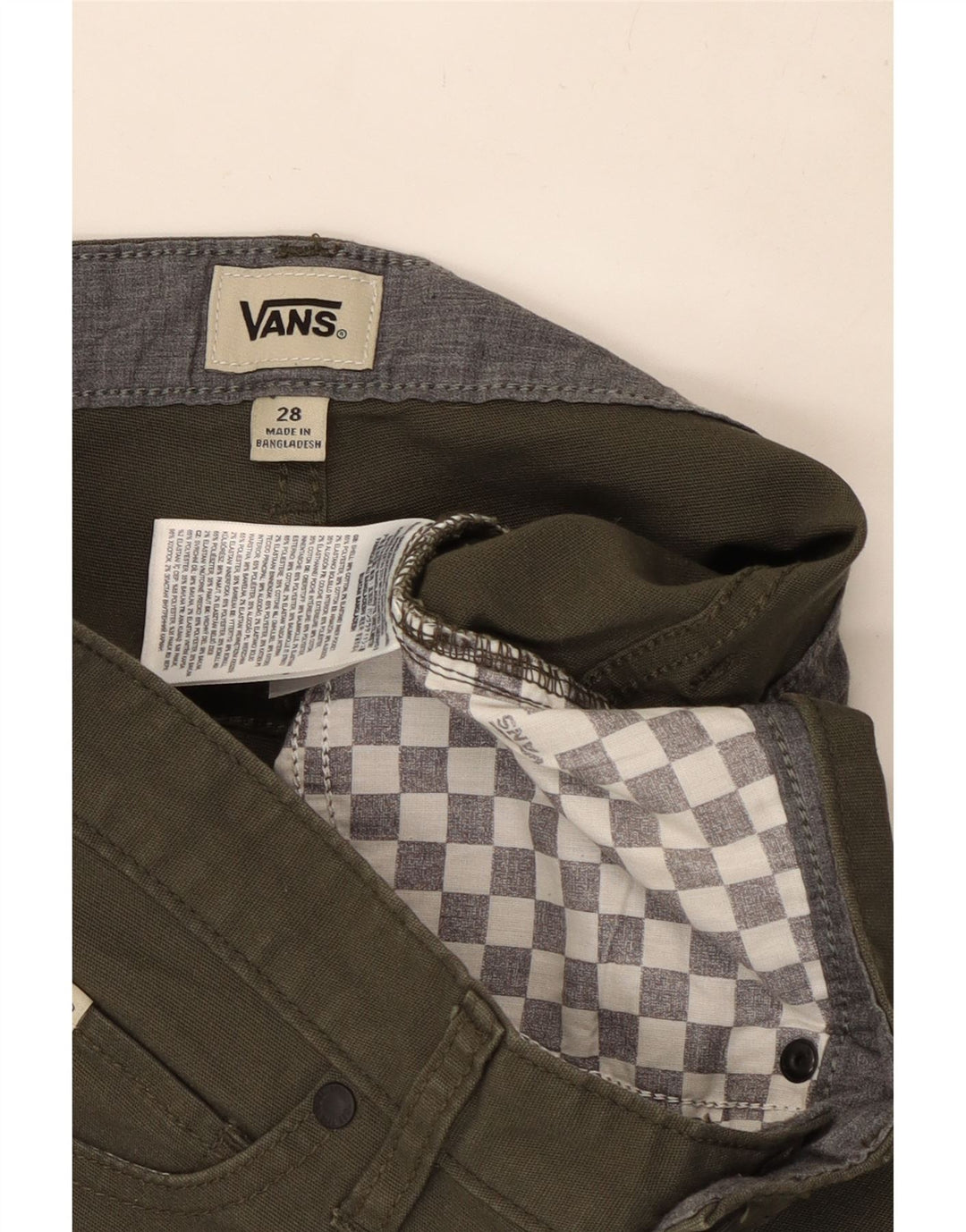 Мужские повседневные шорты VANS W28, маленький цвет хаки, хлопок