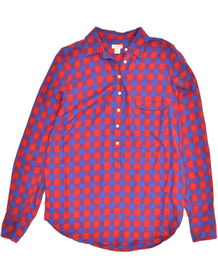 J. CREW Womens Oversized Pullover Shirt UK 6 XS Red Geometric Cotton | Vintage J. Crew | Thrift | Second-Hand J. Crew | Used Clothing | Messina Hembry 