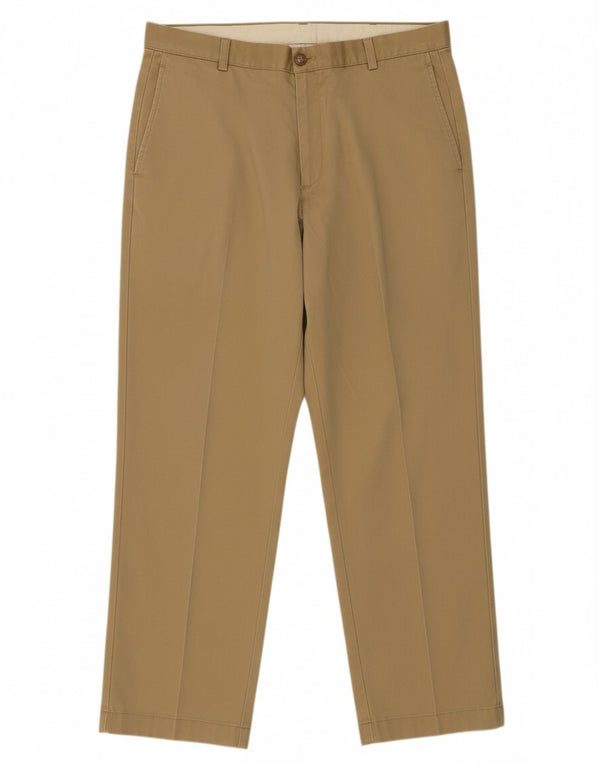 L.L.BEAN Mens Classic Fit Straight Chino Trousers W37 L30 Beige Cotton