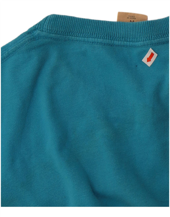 Мужская футболка с рисунком Hollister, хлопковый топ среднего синего цвета