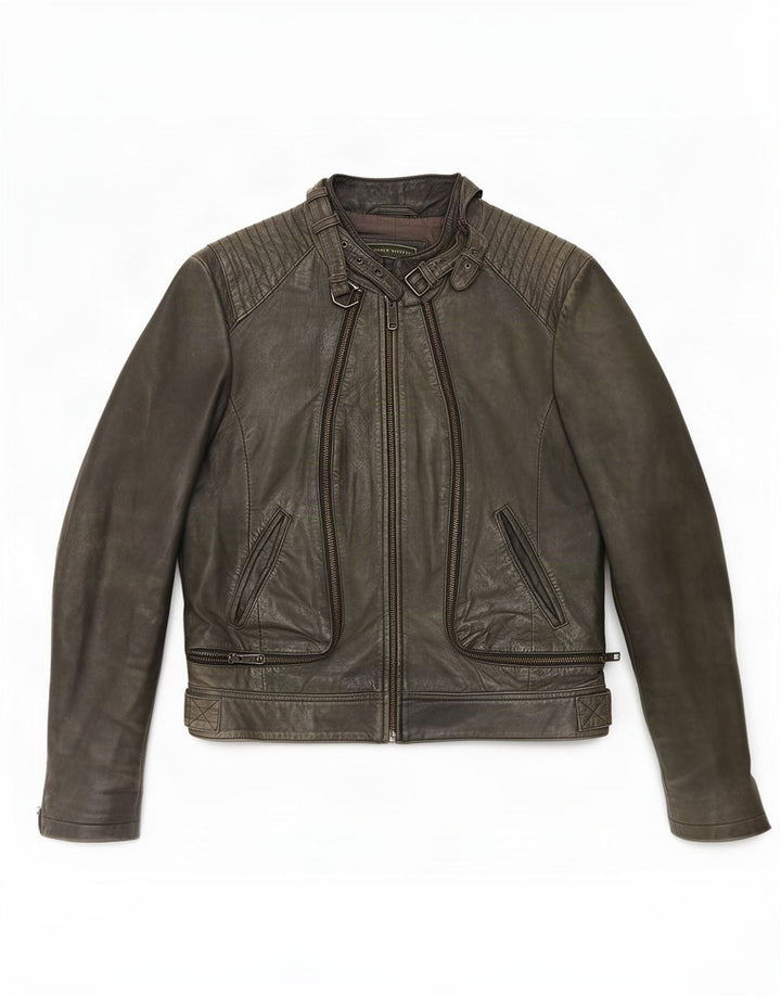 Женская кожаная куртка MINT VELVET UK 12 средний зеленый