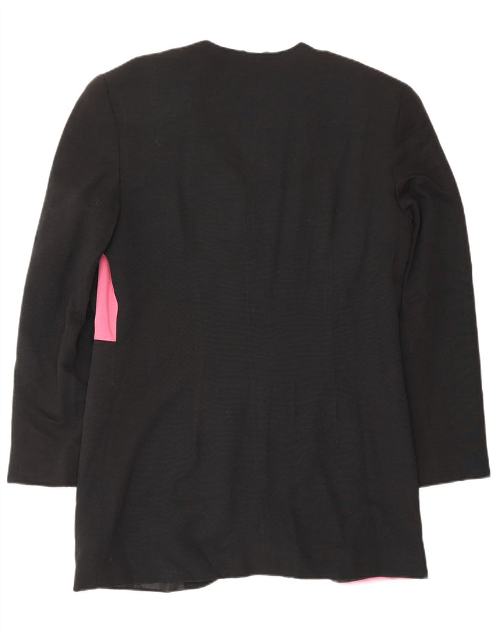 ВИНТАЖНЫЙ женский удлиненный пиджак UK 12, средний черный цвет с цветными блоками