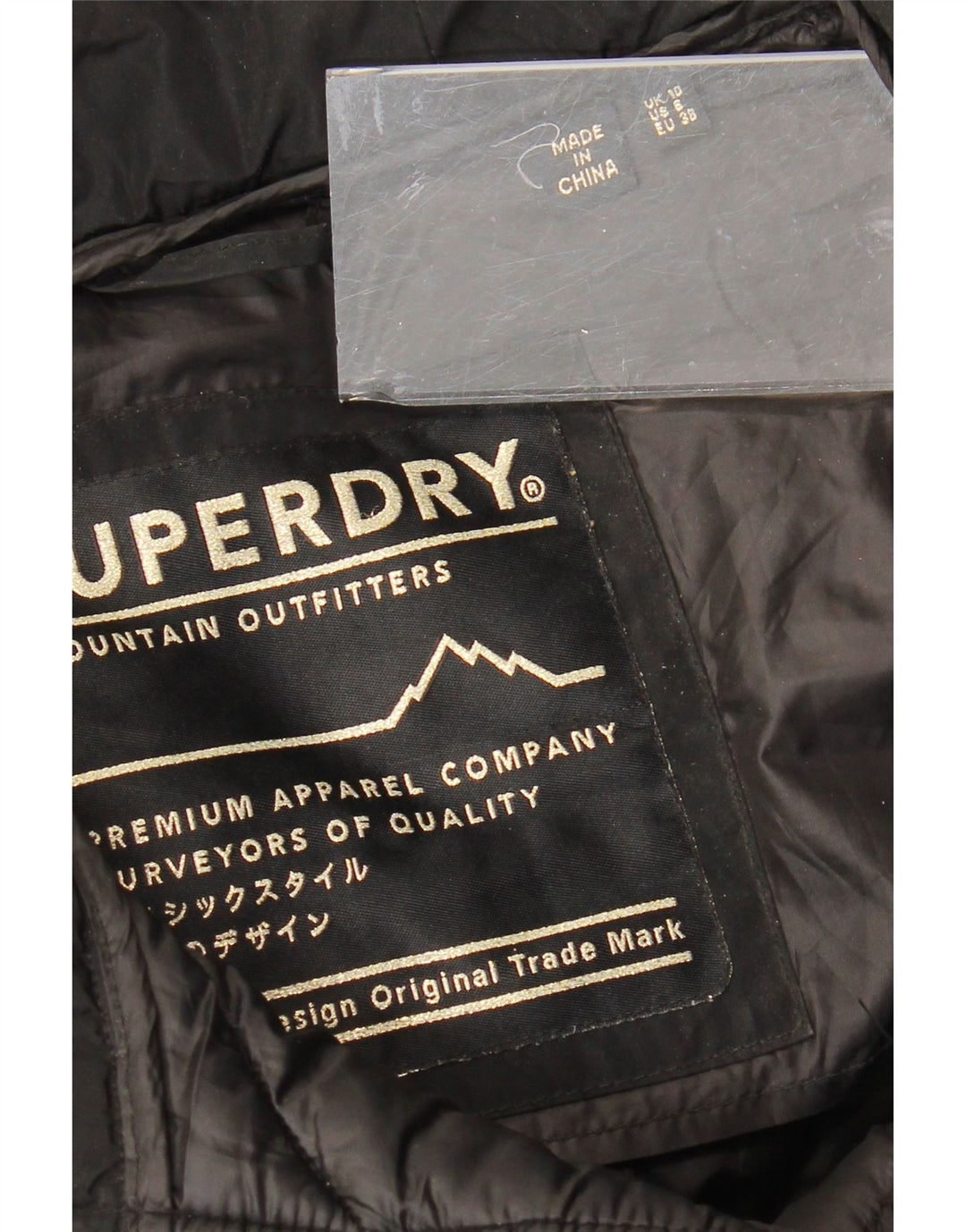 SUPERDRY Женское стеганое пальто с капюшоном UK 10, маленький черный полиэстер