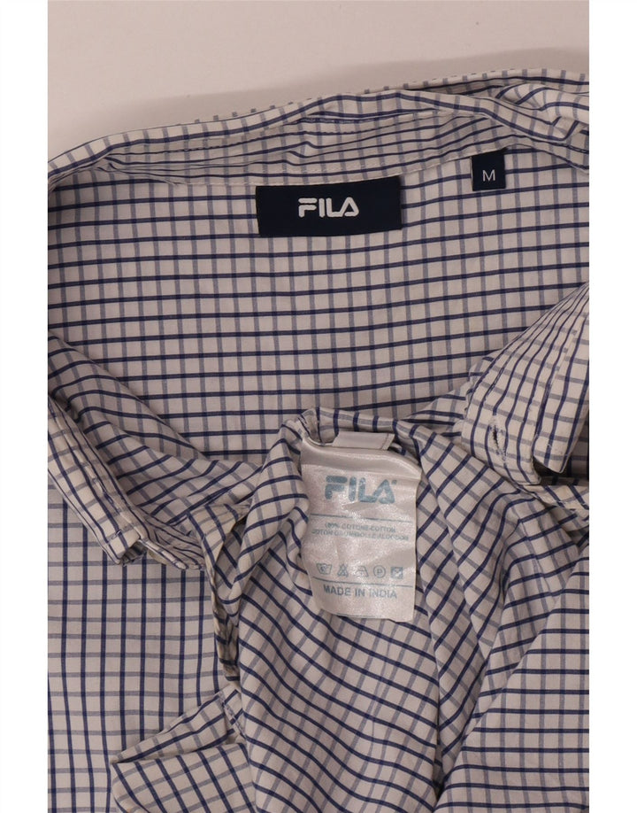 Мужская рубашка Fila, хлопковая синяя клетка среднего размера