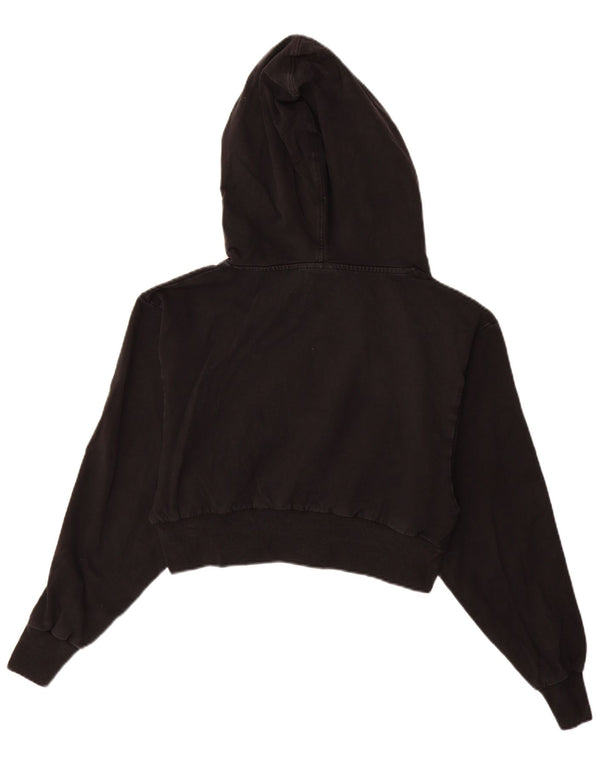 Женский укороченный джемпер с капюшоном Ellesse большого размера UK 6 XS, черный хлопок