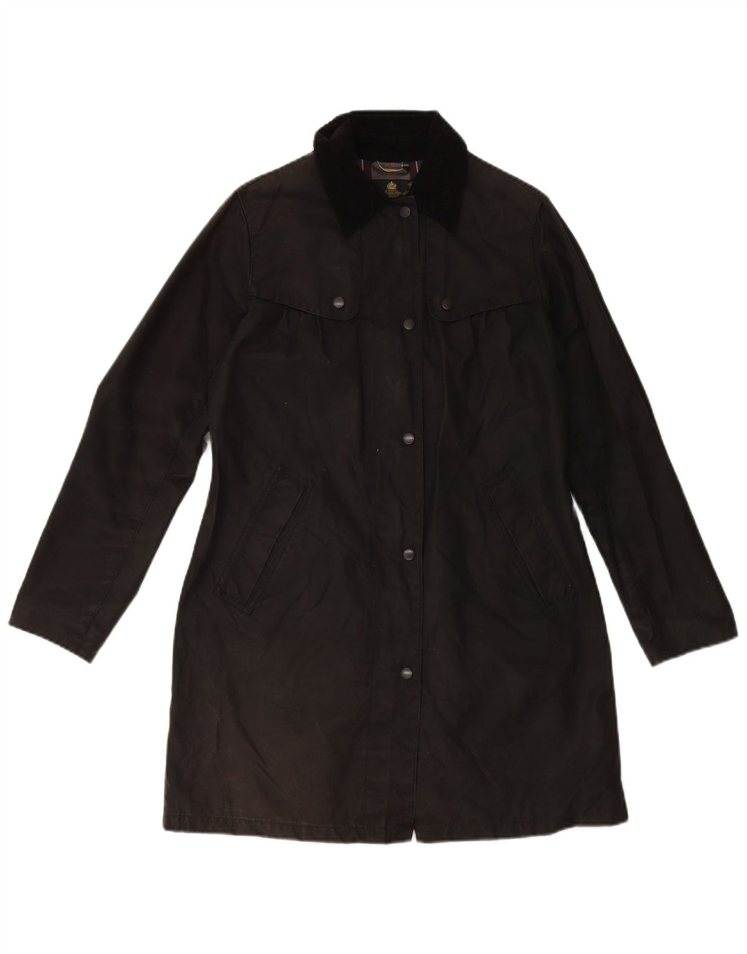 Женское пальто большого размера из вощеного хлопка BARBOUR UK 10, маленькое черное хлопковое пальто