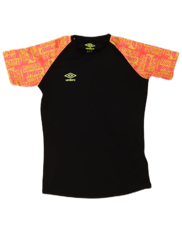 Футболка с рисунком Umbro для мальчиков, топ 11–12 лет, большой черный цвет с блоками