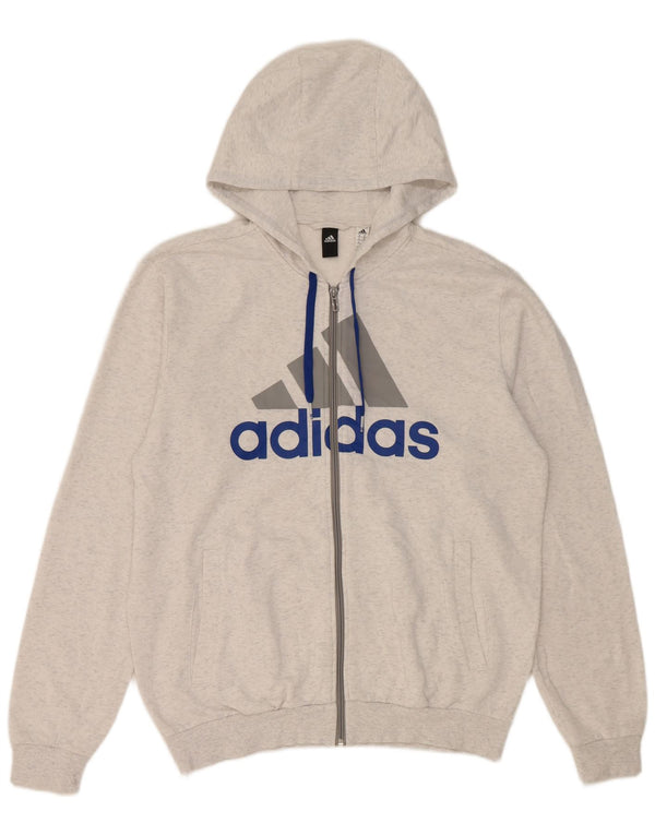 Мужской свитер с капюшоном Adidas на молнии с рисунком, средний, белый, в крапинку