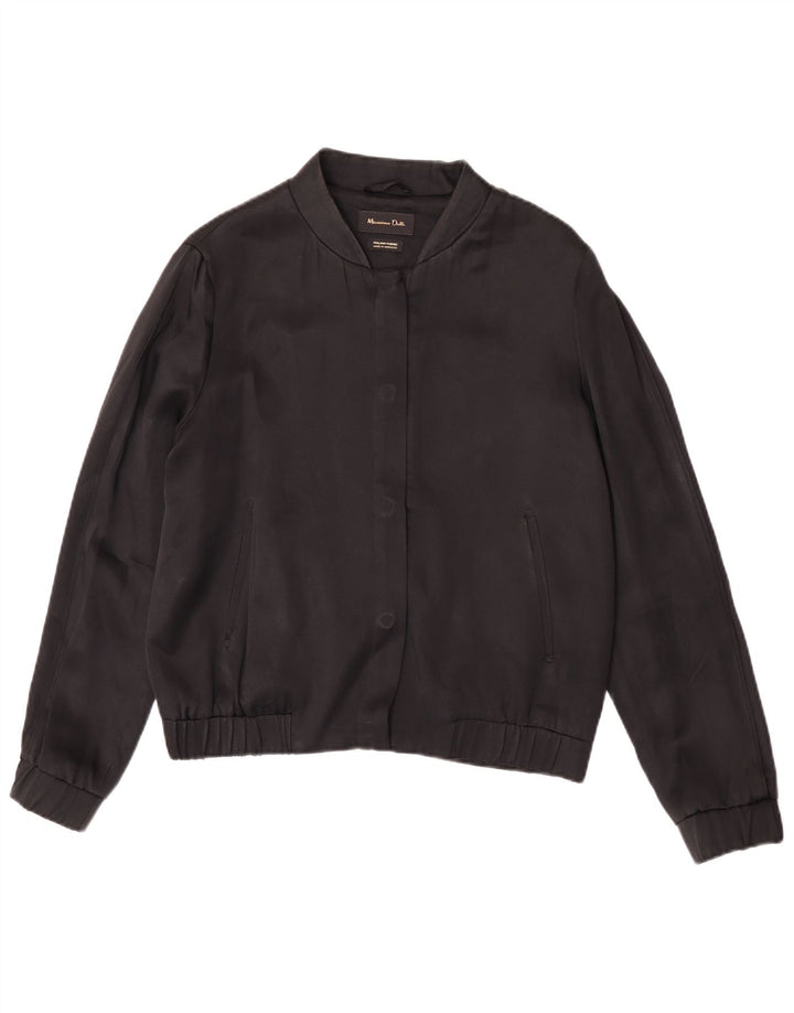 Женский бомбер Massimo Dutti UK 38 средний черный из ацетата