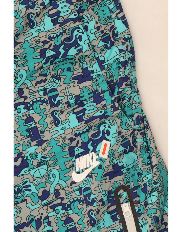 Мужские шорты карго с рисунком Nike W34, большие бирюзовые, полиэстер с цветными блоками