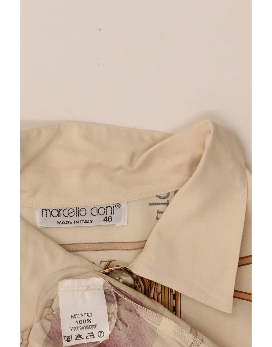 MARCELLO CIONI Женская блузка-рубашка с рисунком IT 48 XL Off White Colourblock