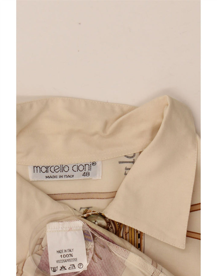 MARCELLO CIONI Женская блузка-рубашка с рисунком IT 48 XL Off White Colourblock