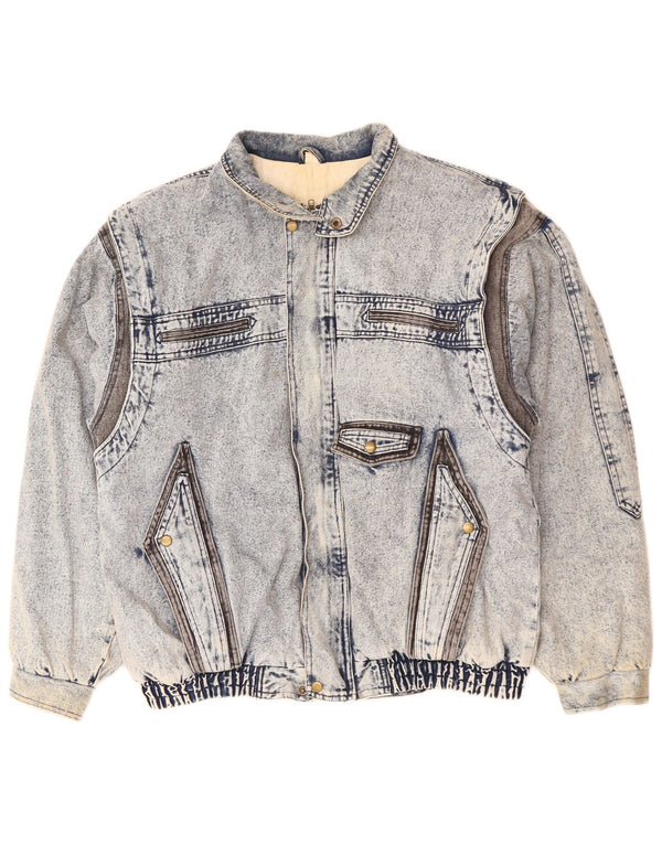 Мужская джинсовая куртка VINTAGE UK 40, большая синяя, хлопок