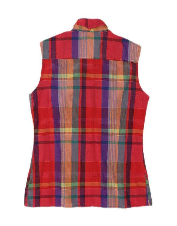 Invicta Womens Sleeveless Shirt UK 12 Medium Multicoloured Check Cotton