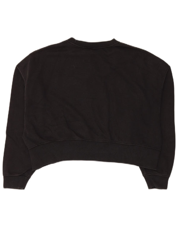 Женский укороченный свитшот свободного кроя с графикой Nike UK 6 XS, черный хлопок