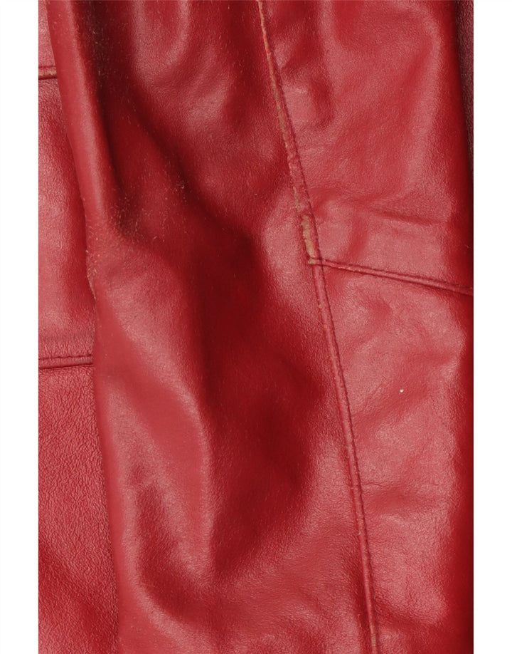Винтажное женское кожаное пальто UK 18 XL, красное кожаное
