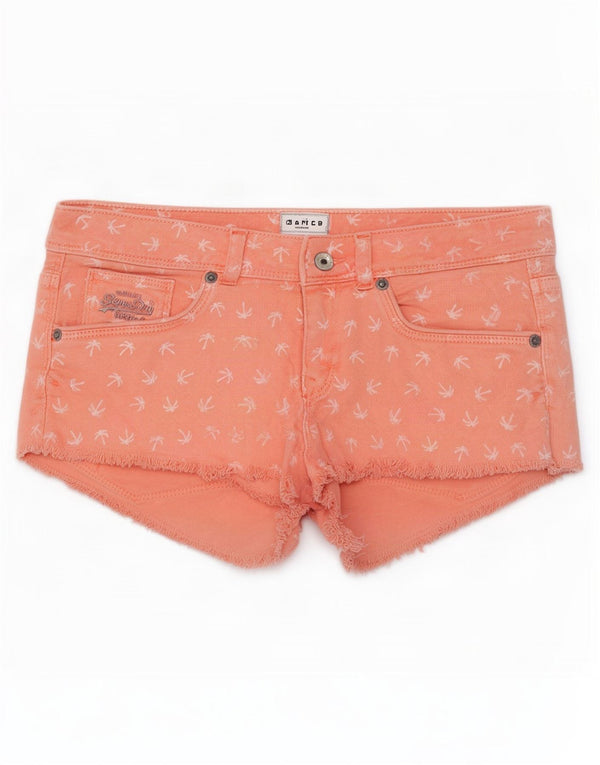 Superdry Женские гавайские джинсовые шорты W27, маленькие розовые, хлопок