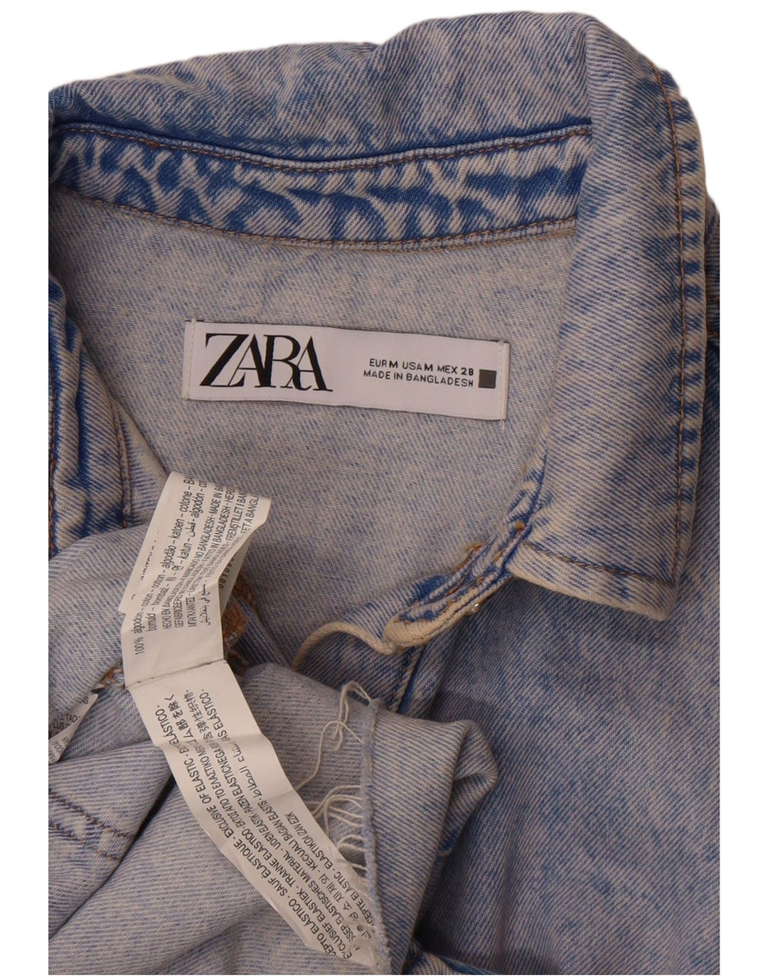 Женский джинсовый комбинезон Zara UK 14, хлопок среднего синего цвета