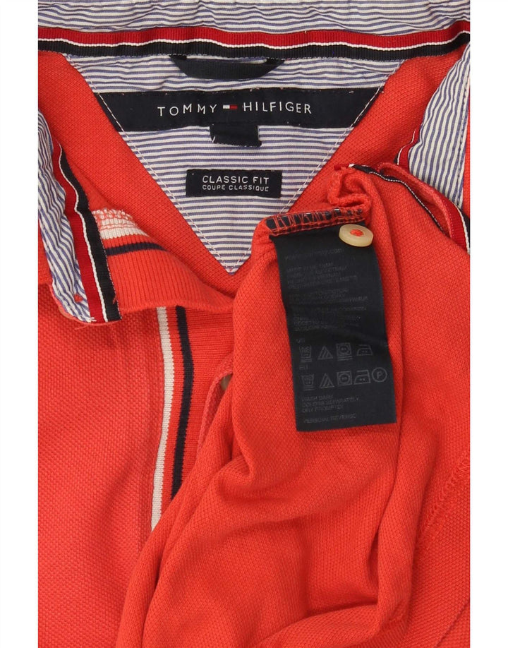 Tommy Hilfiger Мужская рубашка-поло классического кроя из хлопка среднего красного цвета