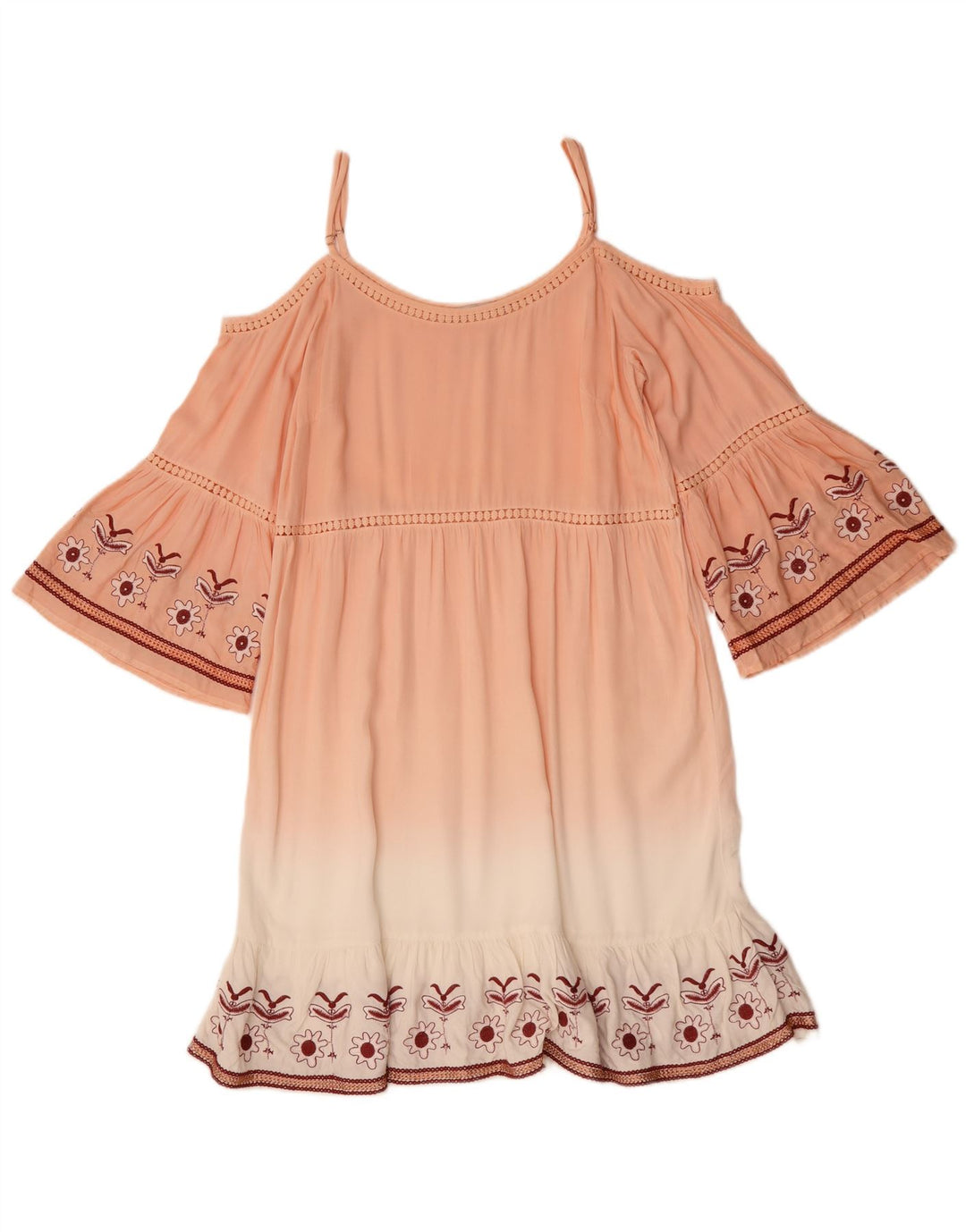 Женское платье с открытыми плечами с рукавом 3/4 Desigual, цвет EU 38, средний розовый с цветочным принтом