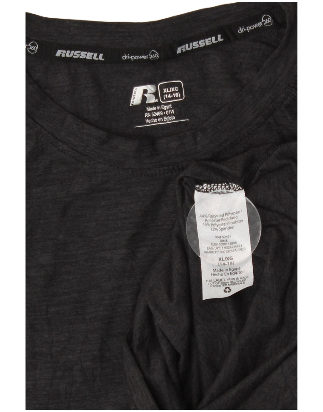 Футболка Russell Athletic для мальчиков с длинными рукавами, 14–15 лет, большая, черная, спортивная