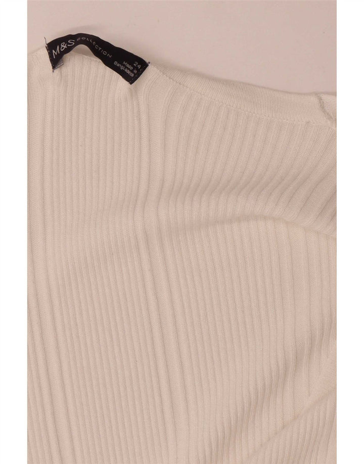 Женский джемпер с v-образным вырезом Marks & Spencer UK 24 4XL Белый