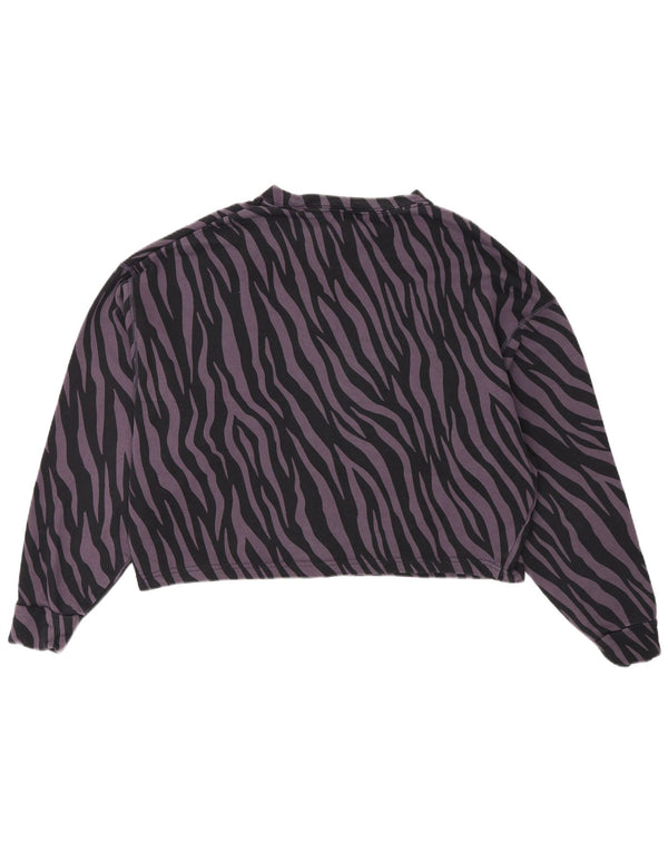 Nike Womens Crop Sweatshirt Jumper UK 10 Small Purple Animal Print