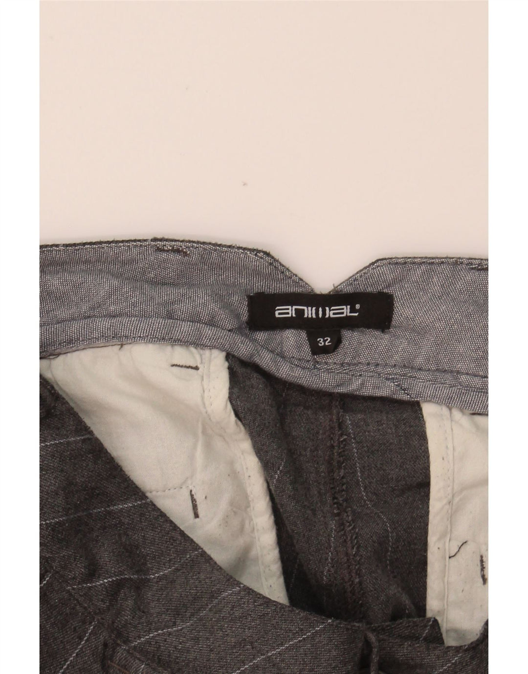 ANIMAL Mens Chino Shorts W32 Medium Grey Pinstripe