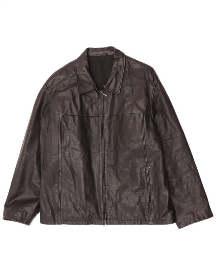 I NAVIGLI Мужская кожаная куртка IT 56 3XL Черный