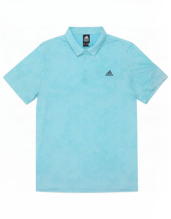 Мужская рубашка-поло Adidas XL, синяя, полиэстер с геометрическим рисунком