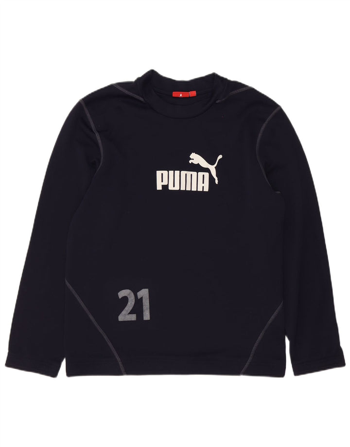 Мужской топ с рисунком Puma с длинным рукавом, средний, темно-синий
