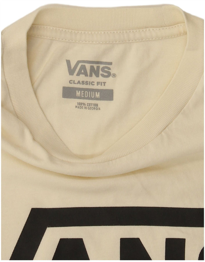 Мужская футболка классического кроя с рисунком Vans, хлопковый топ среднего размера, белый цвет