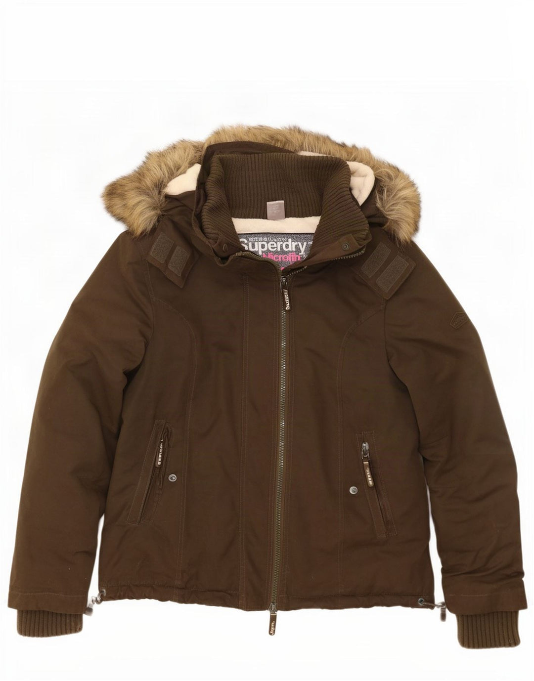 Женская ветровка с капюшоном Superdry UK 18 XL, полиэстер цвета хаки