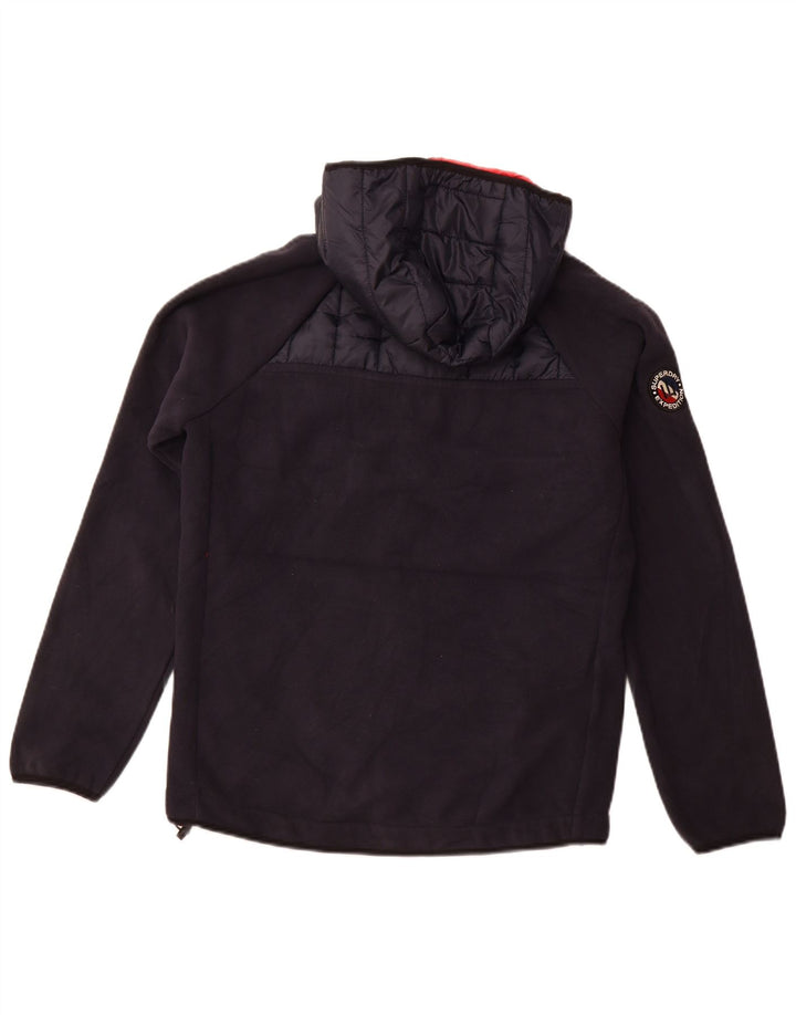 Мужская куртка-бомбер SUPERDRY с капюшоном UK 38, средний темно-синий с цветными блоками