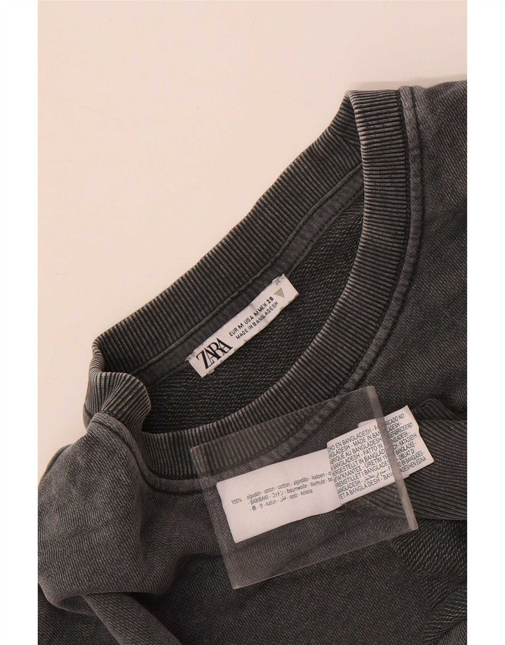 Женская укороченная футболка Zara UK 14, хлопковый средний серый цвет
