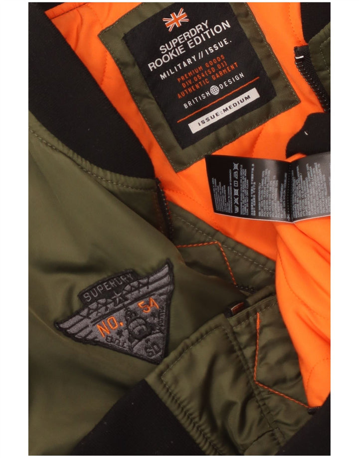 Мужская куртка-бомбер Superdry в стиле милитари UK 38, средний хаки, нейлон