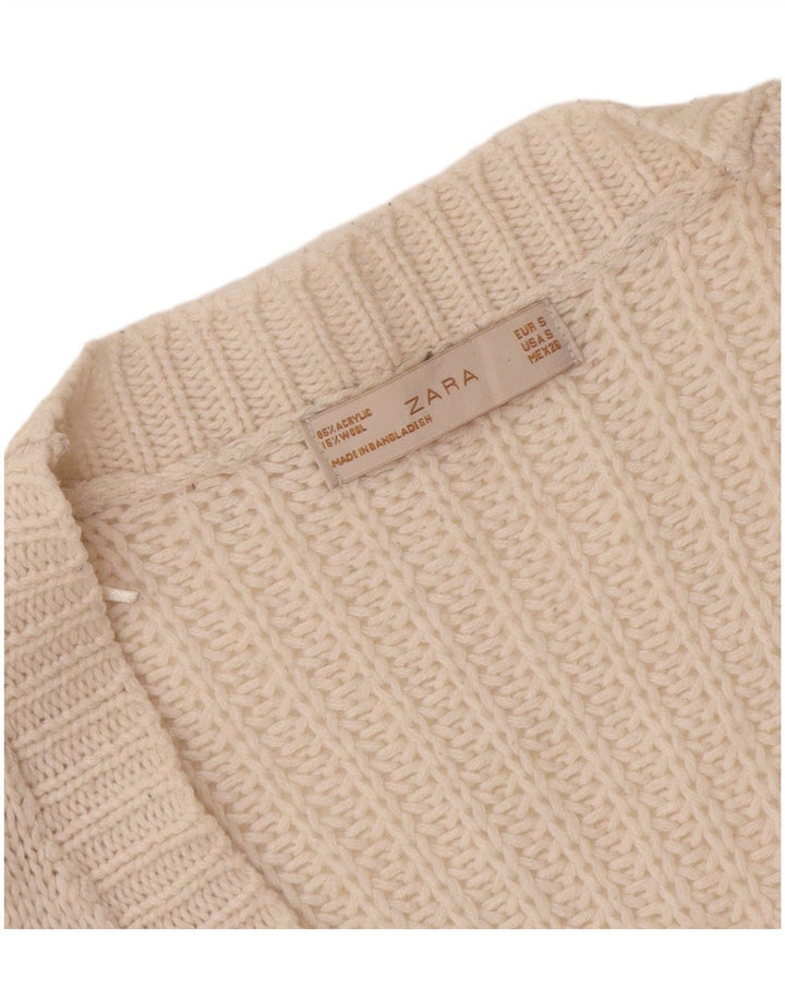 Женский кардиган Zara UK 10, маленький белый акрил