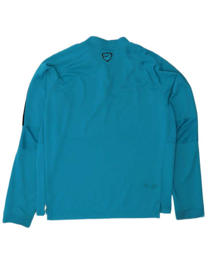 Мужской пуловер с воротником на молнии Nike Dri Fit, спортивный костюм, топ XL, синий с цветными блоками