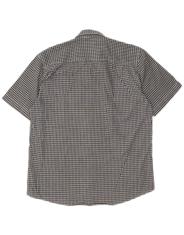 Мужская рубашка стандартного кроя с коротким рукавом Pierre Cardin XL черная в мелкую клетку